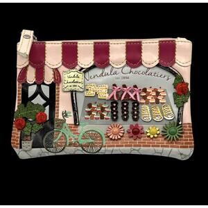 Vendula London Chocolatiers Pink Wallet Keychain Zip Up Coin Purse Key Ring Bag